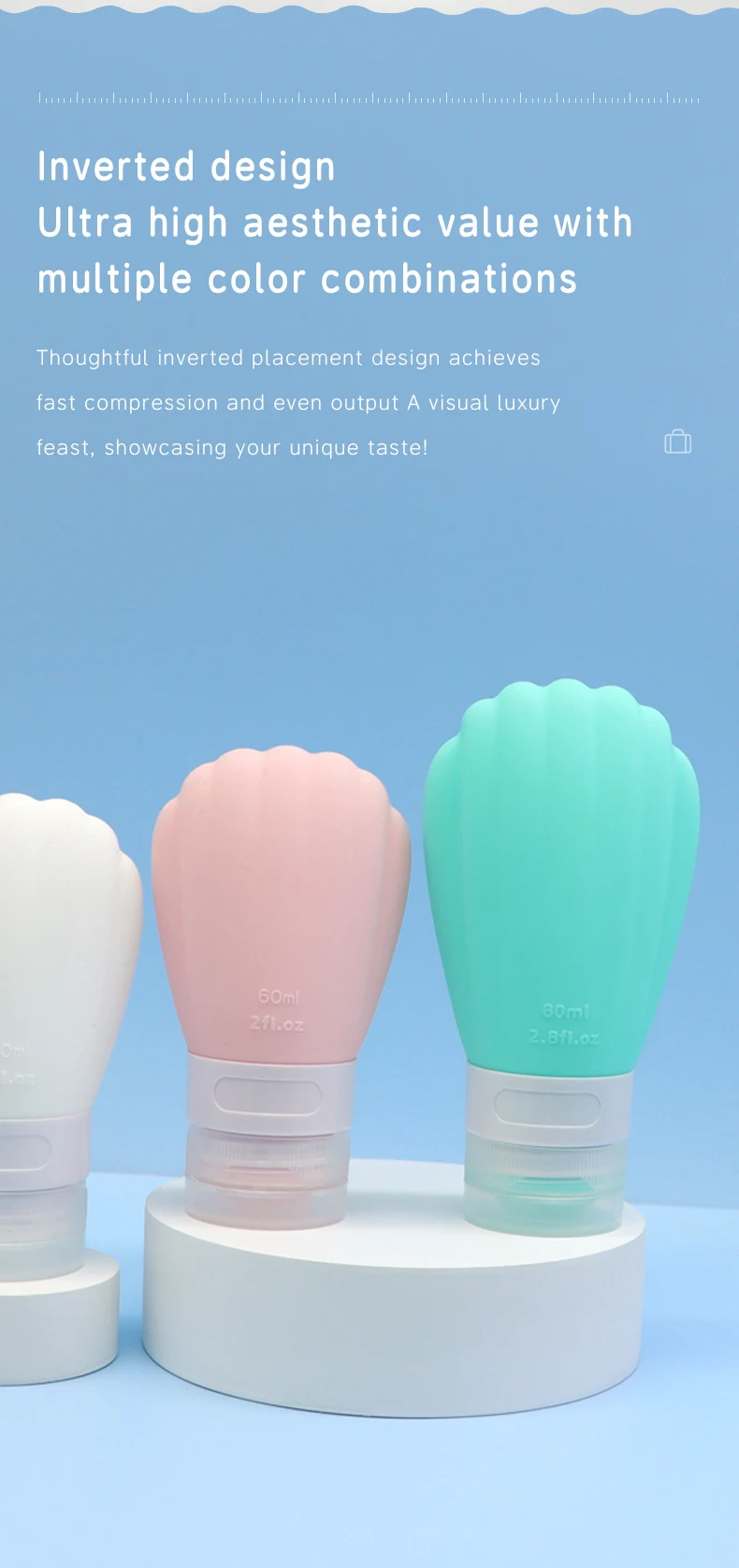 80ml Scallop Style Silicone Travel Cosmetic Bottle